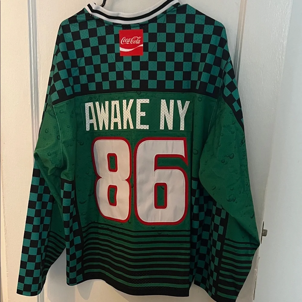 Awake NY Green and Black Checkered Coca Cola Jersey long sleeve - Picture 7 of 9